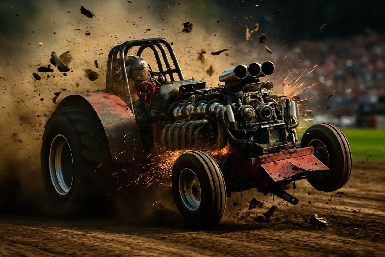 Crash spectaculaire en tractor pulling